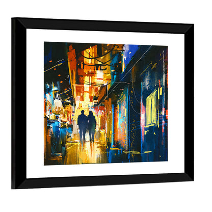 Couple Walking In Alley Wall Art