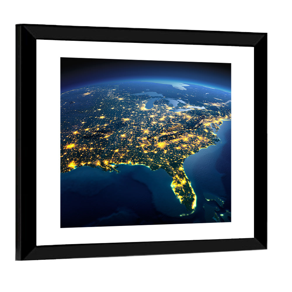North America at Night from Space Wall Art