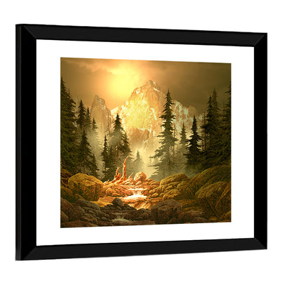 Rockies Mountain Stream at Golden Hour Wall Art