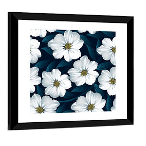 White Floral Pattern Wall Art