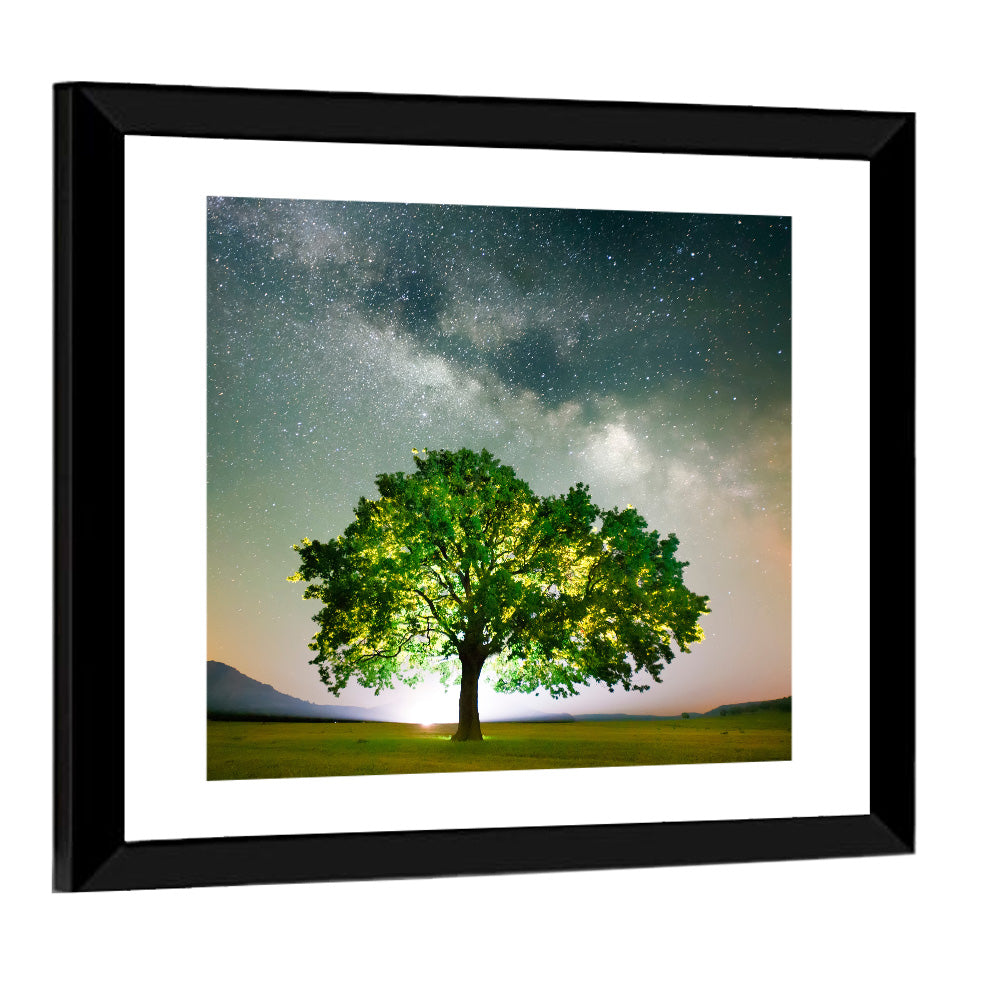 Lone Tree Under Milky Way Wall Art