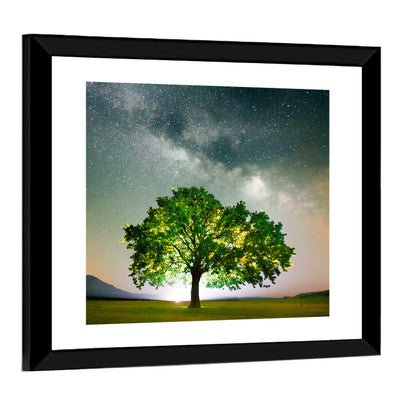 Lone Tree Under Milky Way Wall Art