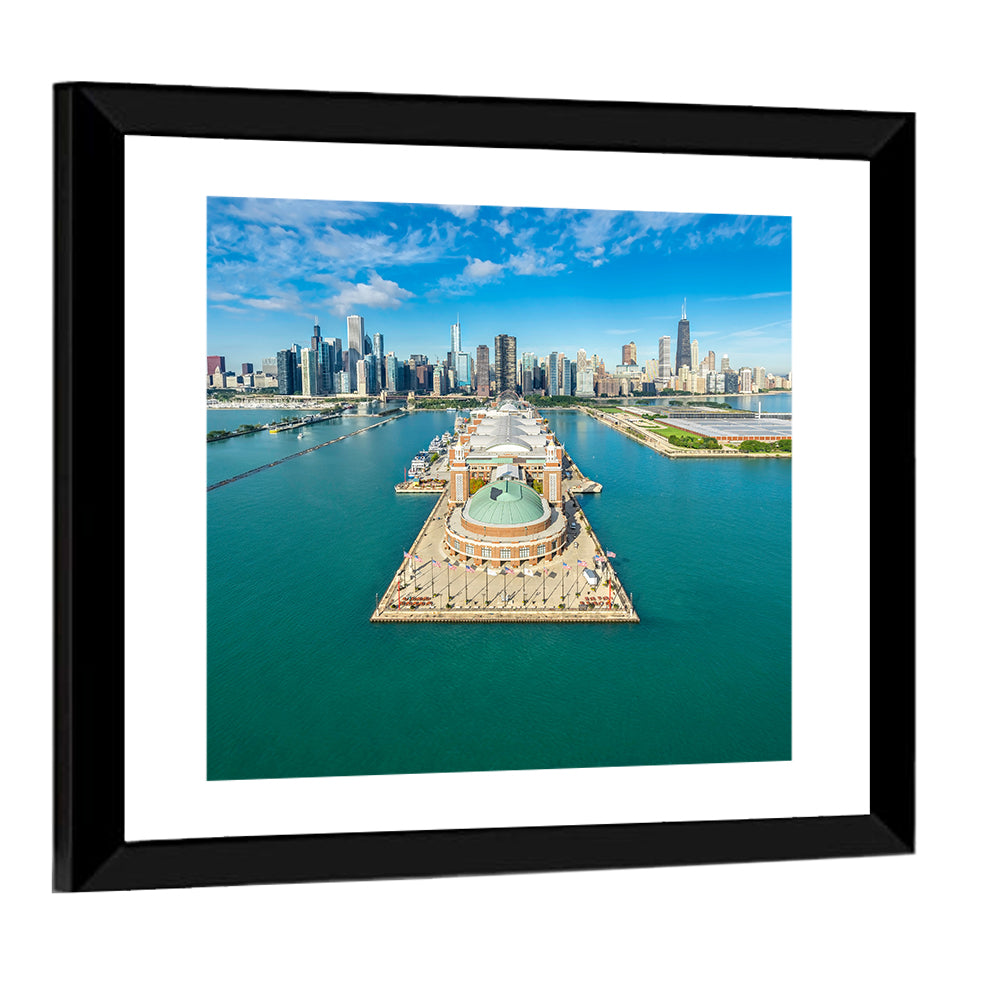 Chicago Navy Pier Aerial View Wall Art