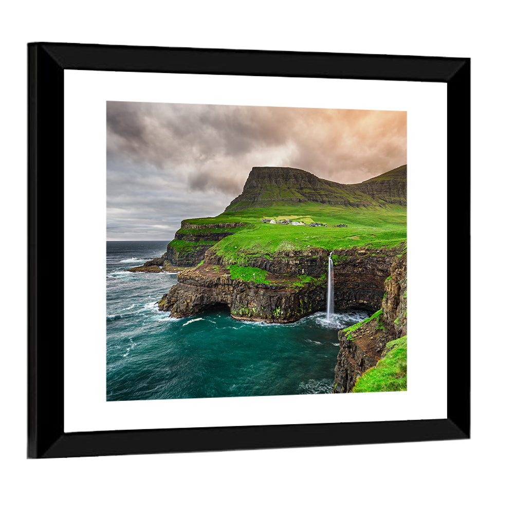 Gásadalur Múlafossur Waterfall Wall Art