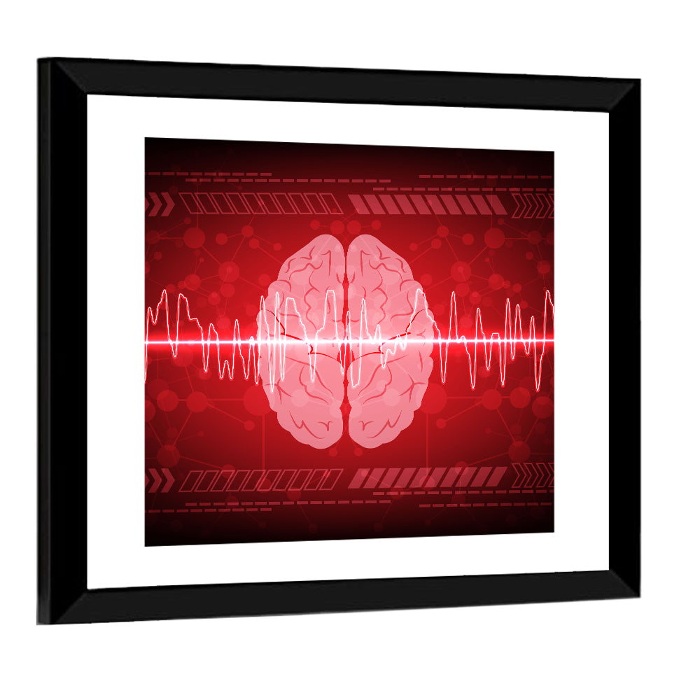 Red Brain Wave Concept Wall Art
