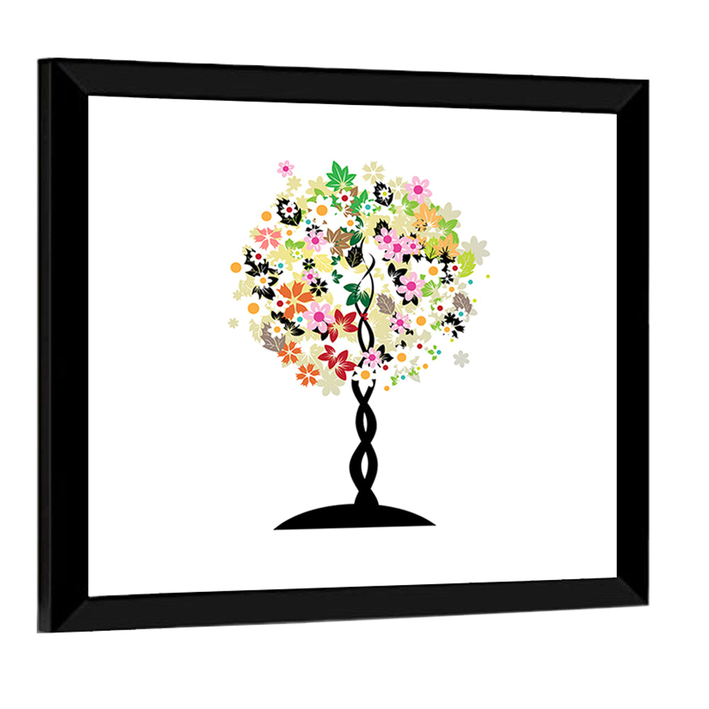 Braided Trunk Floral Tree Illustration Wall Art