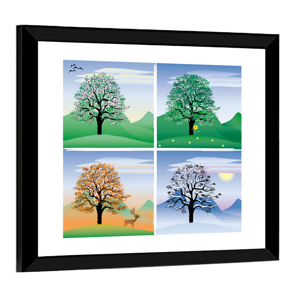 Four Seasons Tree Quadrants Wall Art