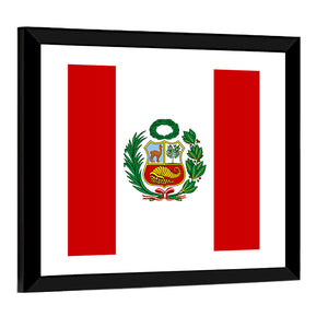 Peruvian Flag With National Emblem Wall Art