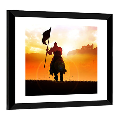 Knight Silhouette at Sunset Wall Art