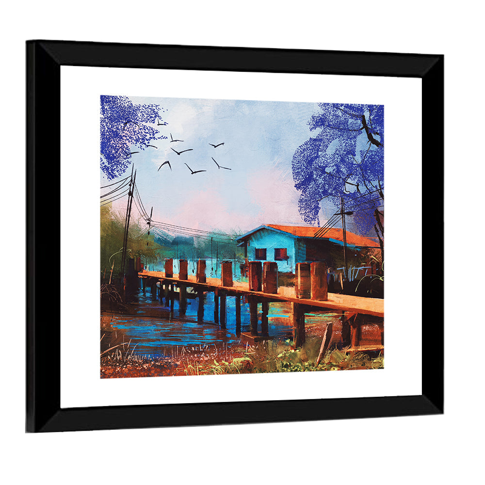 Rustic Fishing Village Pier Wall Art