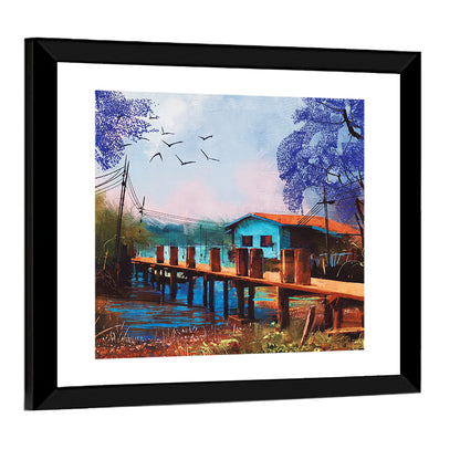 Rustic Fishing Village Pier Wall Art