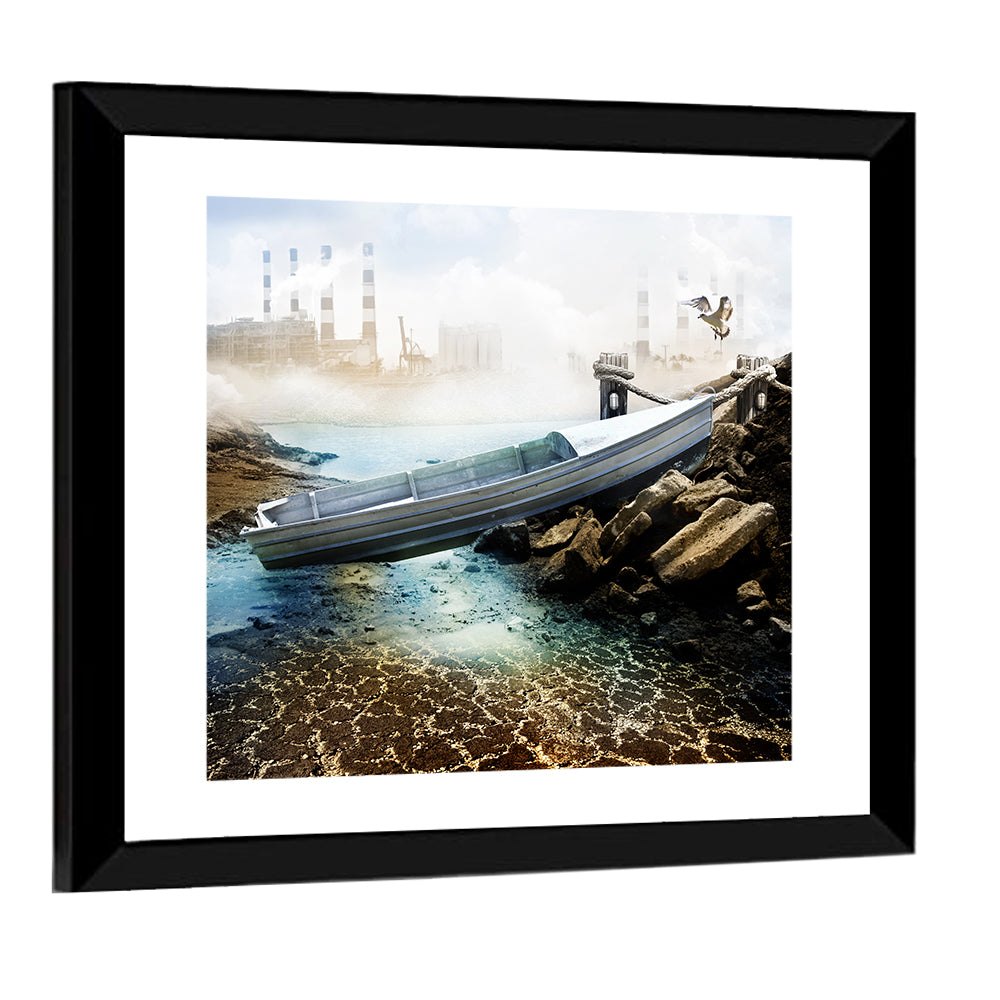 Aluminum Boat on Dry Lake Bed Wall Art