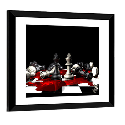 Two Kings on Black Chessboard Wall Art