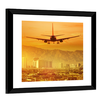 Las Vegas Sunset Plane Landing Wall Art