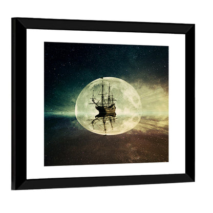Moonlit Floating Ship Wall Art