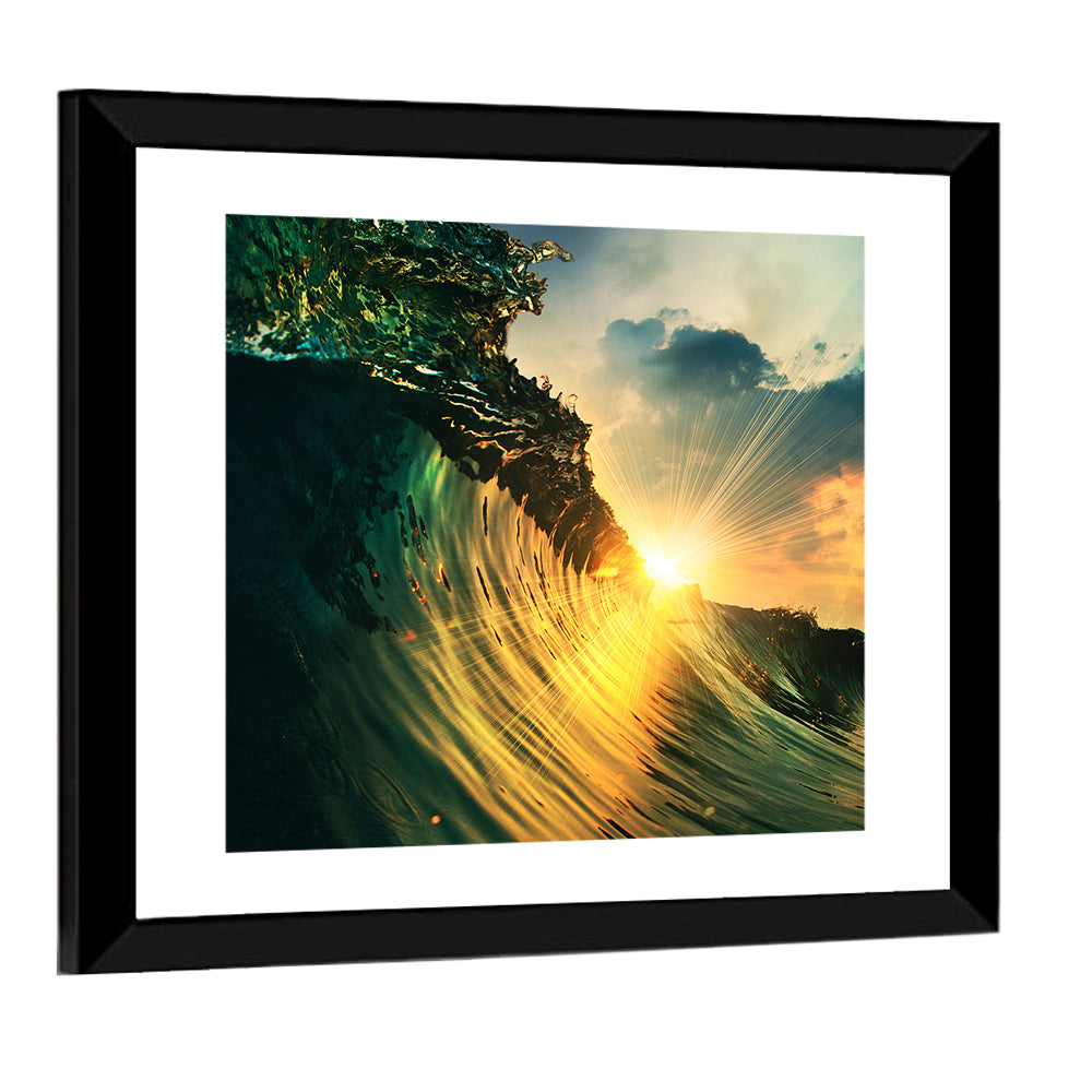 Sunset Through a Curling Wave Wall Art