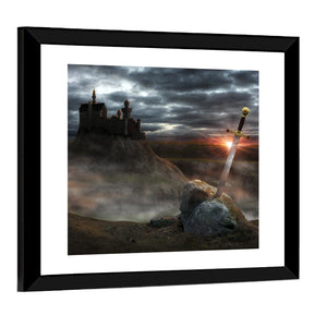 Legendary Castle Camelot Of King Arthur & Sword Excalibur Wall Art