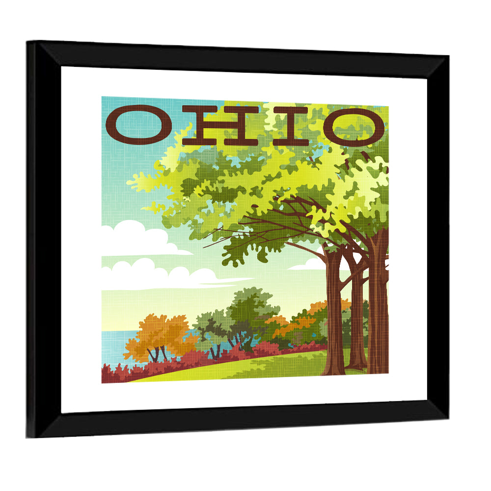 Retro Ohio Travel Illustration Wall Art