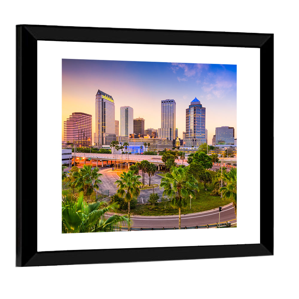 Tampa Downtown Skyline at Sunset Wall Art