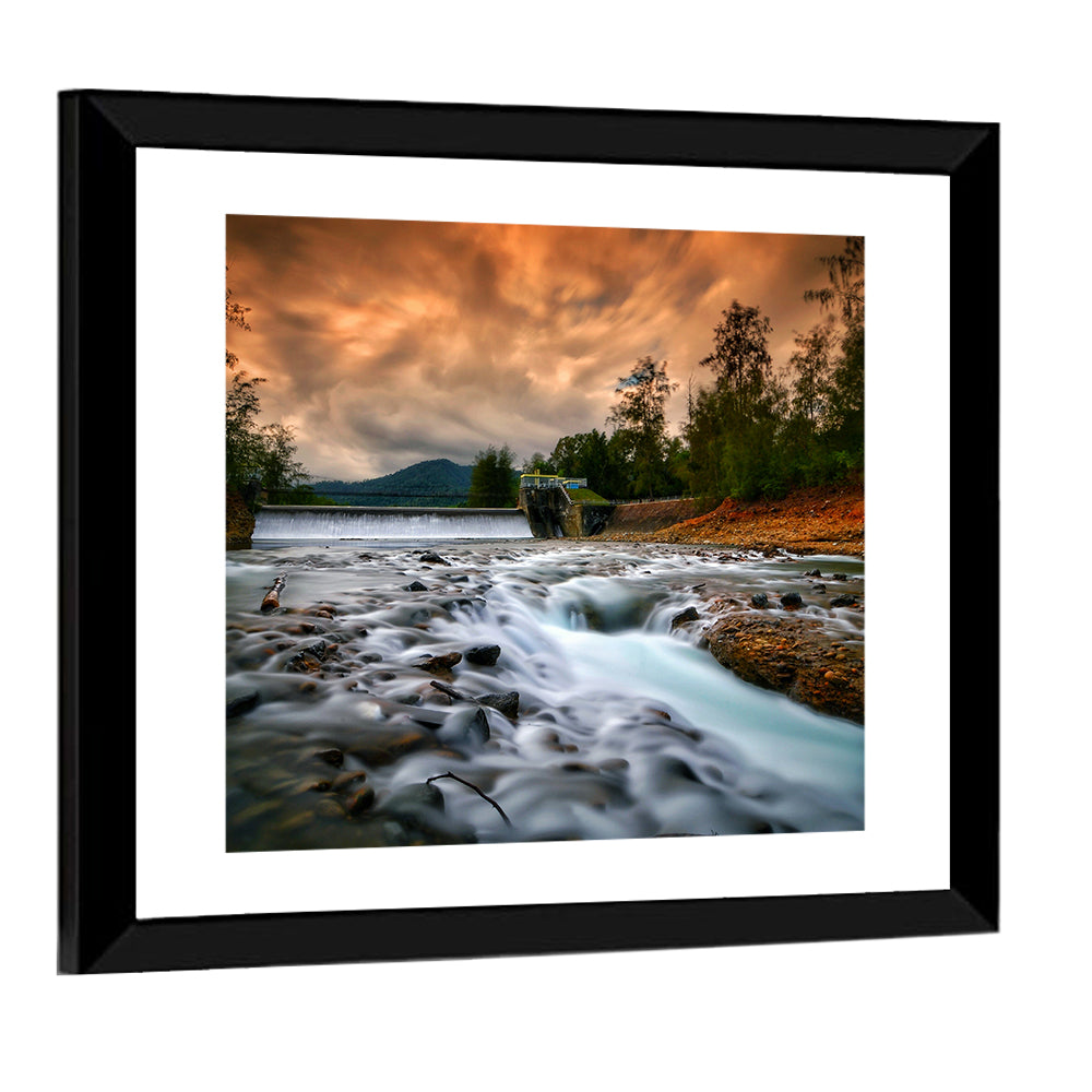 Mentawa Dam at Dusk Wall Art