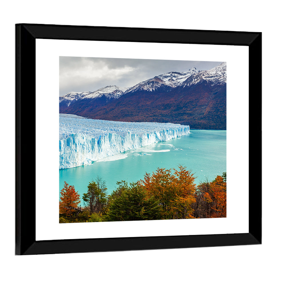 Perito Moreno Glacier with Autumn Foliage Wall Art