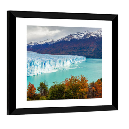 Perito Moreno Glacier with Autumn Foliage Wall Art