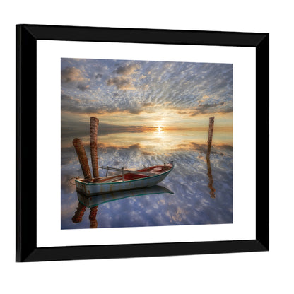 Lonely Boat at Sunset Wall Art