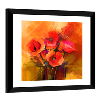 Impasto Red Poppy Bouquet Wall Art