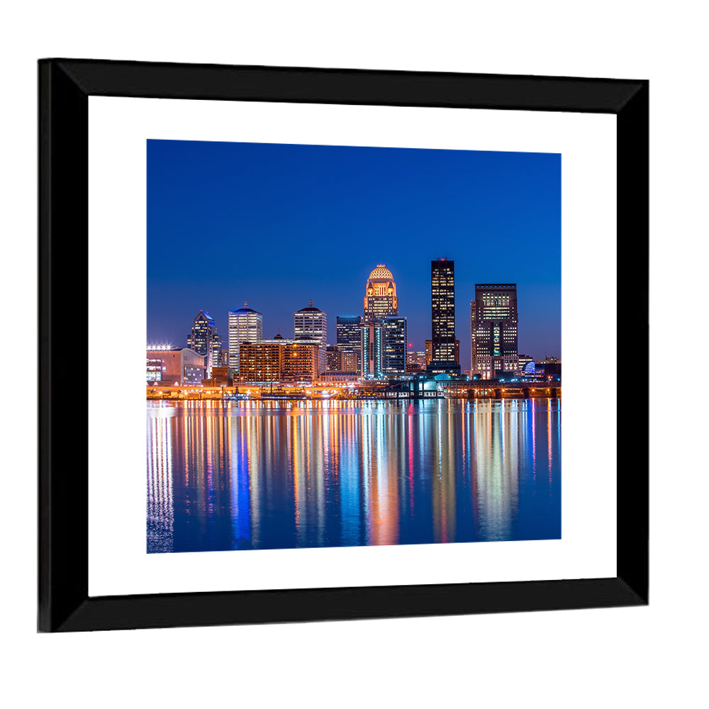 Downtown Louisville Skyline at Night Wall Art