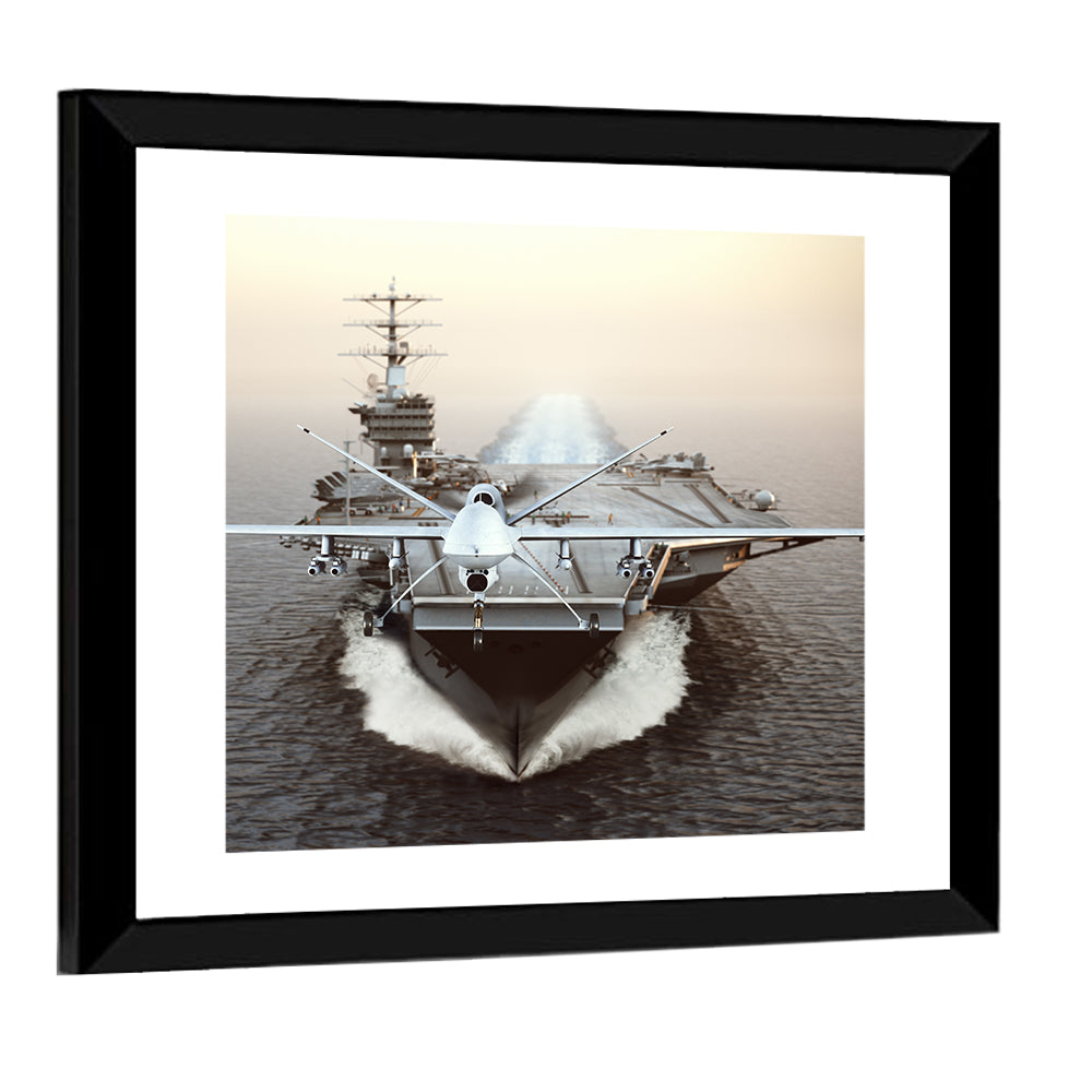 Drone Over Aircraft Carrier Wall Art