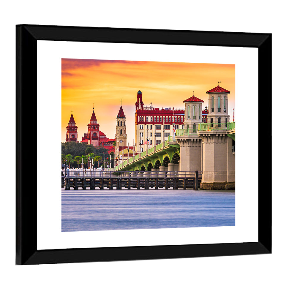 Saint Augustine Bridge of Lions at Dusk Wall Art