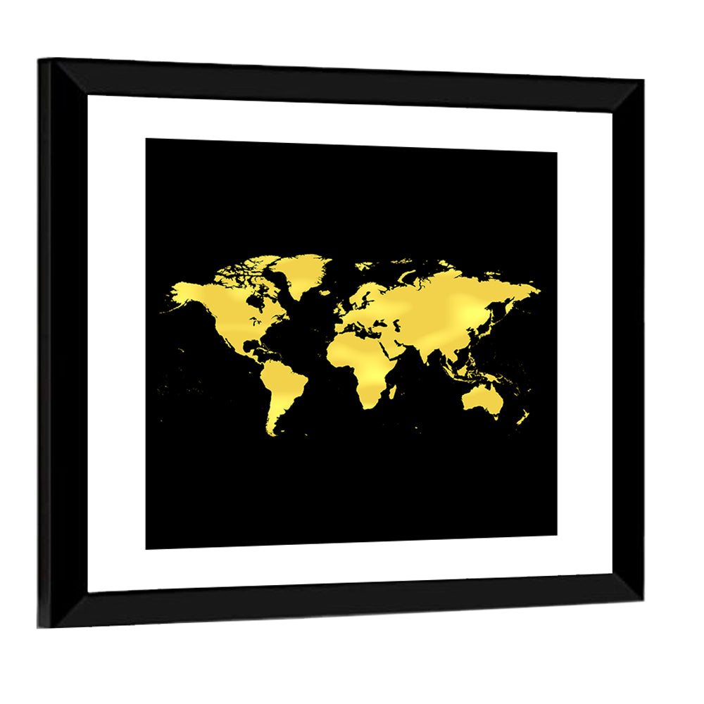 Metallic Gold World Map Wall Art