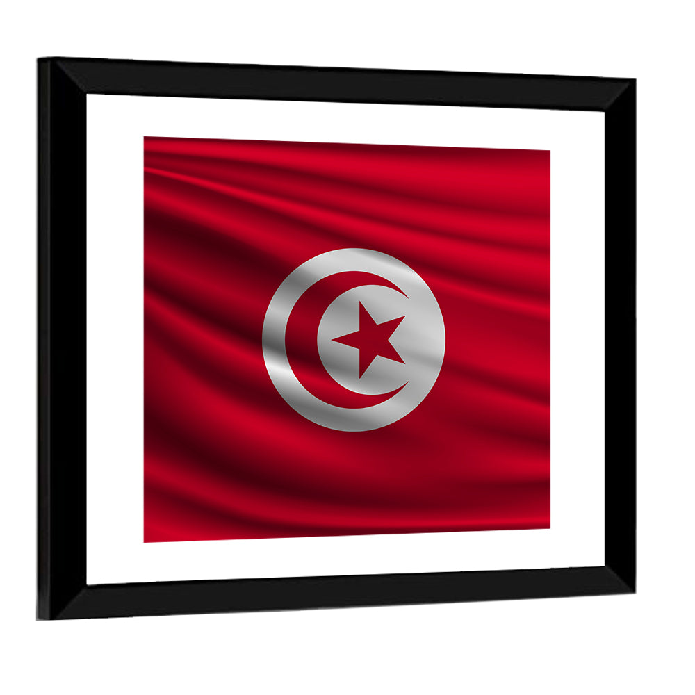 Tunisia Flag with Crescent and Star Wall Art