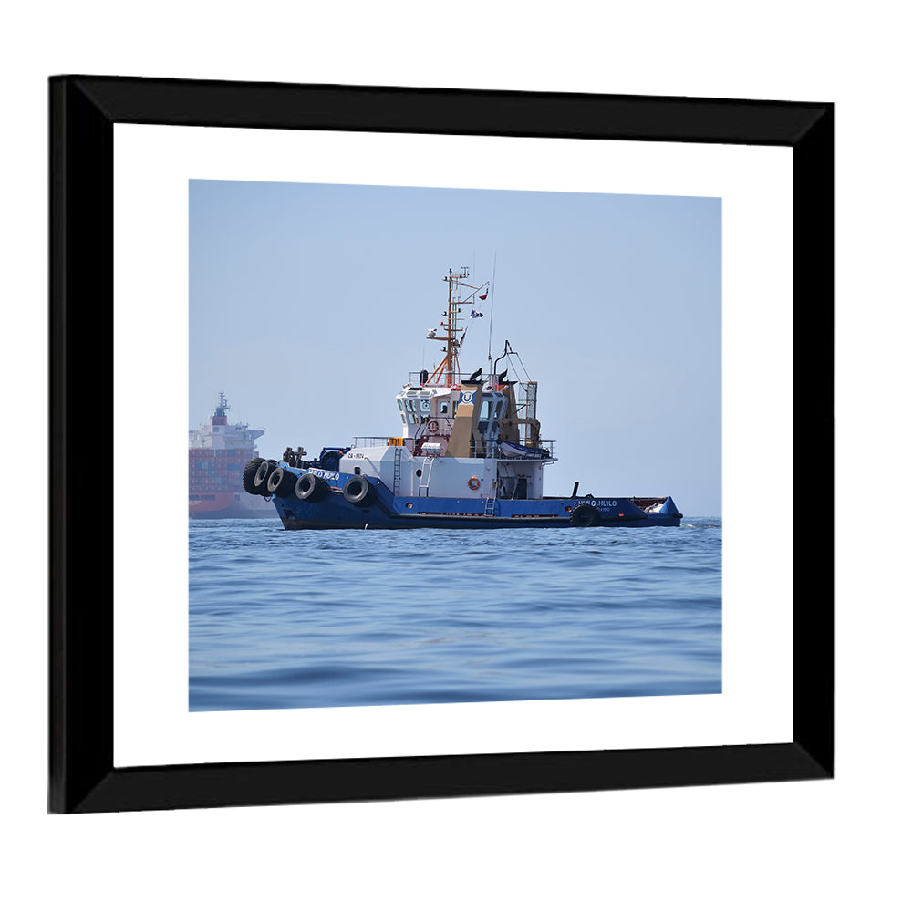 Tugboat Off Valparaiso Coast Wall Art