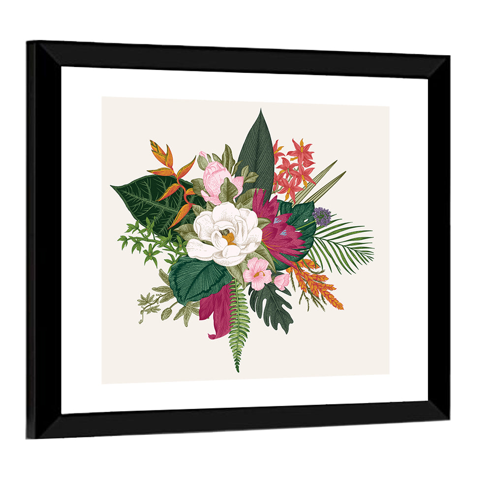 Tropical Bouquet with White Flower Wall Art