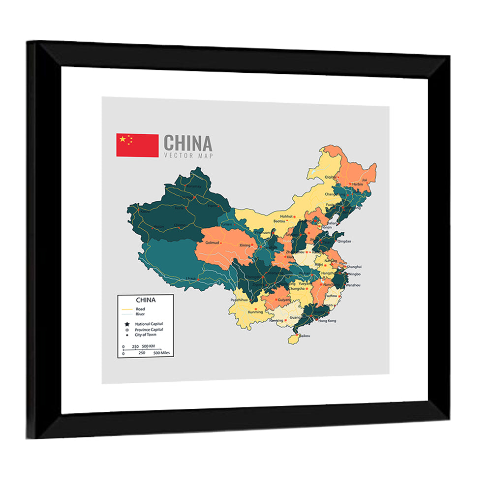 China Political Map Wall Art