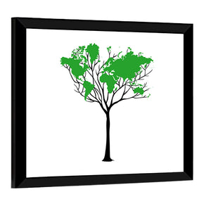 World Map Tree Wall Art