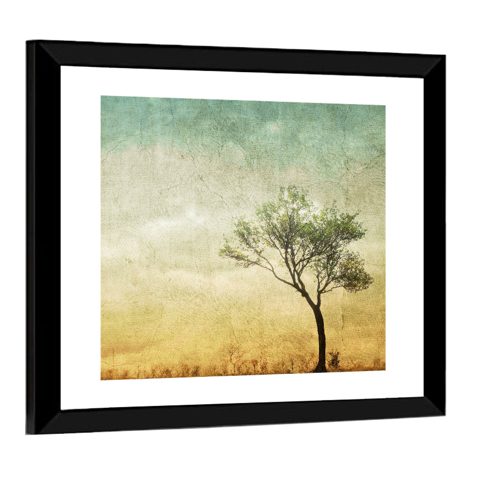 Surreal Tree with Cracked Paint Texture Wall Art
