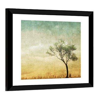 Surreal Tree with Cracked Paint Texture Wall Art