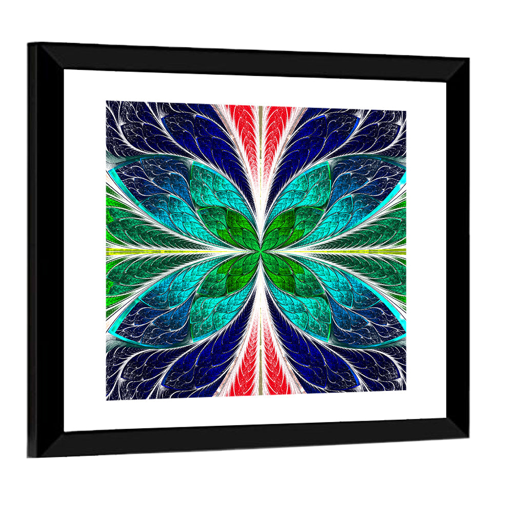 Stained Glass Fractal Floral Pattern Wall Art