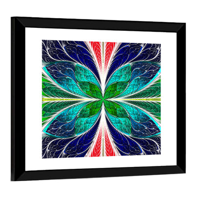 Stained Glass Fractal Floral Pattern Wall Art