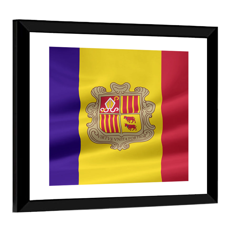 Andorra Flag with Coat of Arms Wall Art