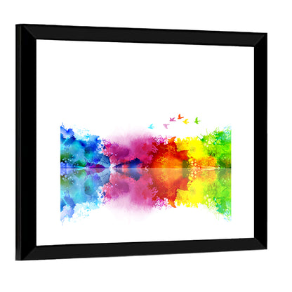Mirrored Flock of Birds Watercolor Wall Art