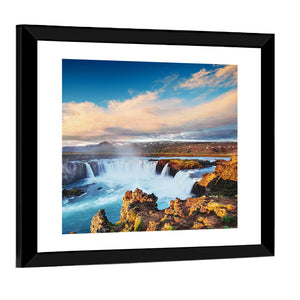 Godafoss Waterfall At Sunset Wall Art