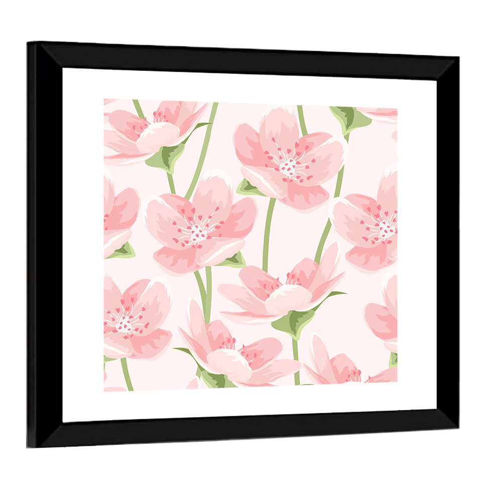 Spring Pink Sakura Magnolia Pattern Wall Art