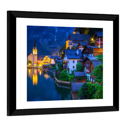 Hallstatt Lakeside at Dusk Wall Art