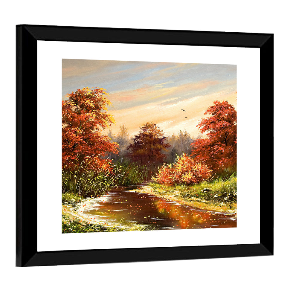 Winding Autumn River Wall Art