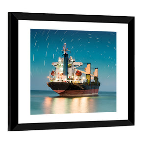 Ship Freighter With Star Tail Sky Wall Art