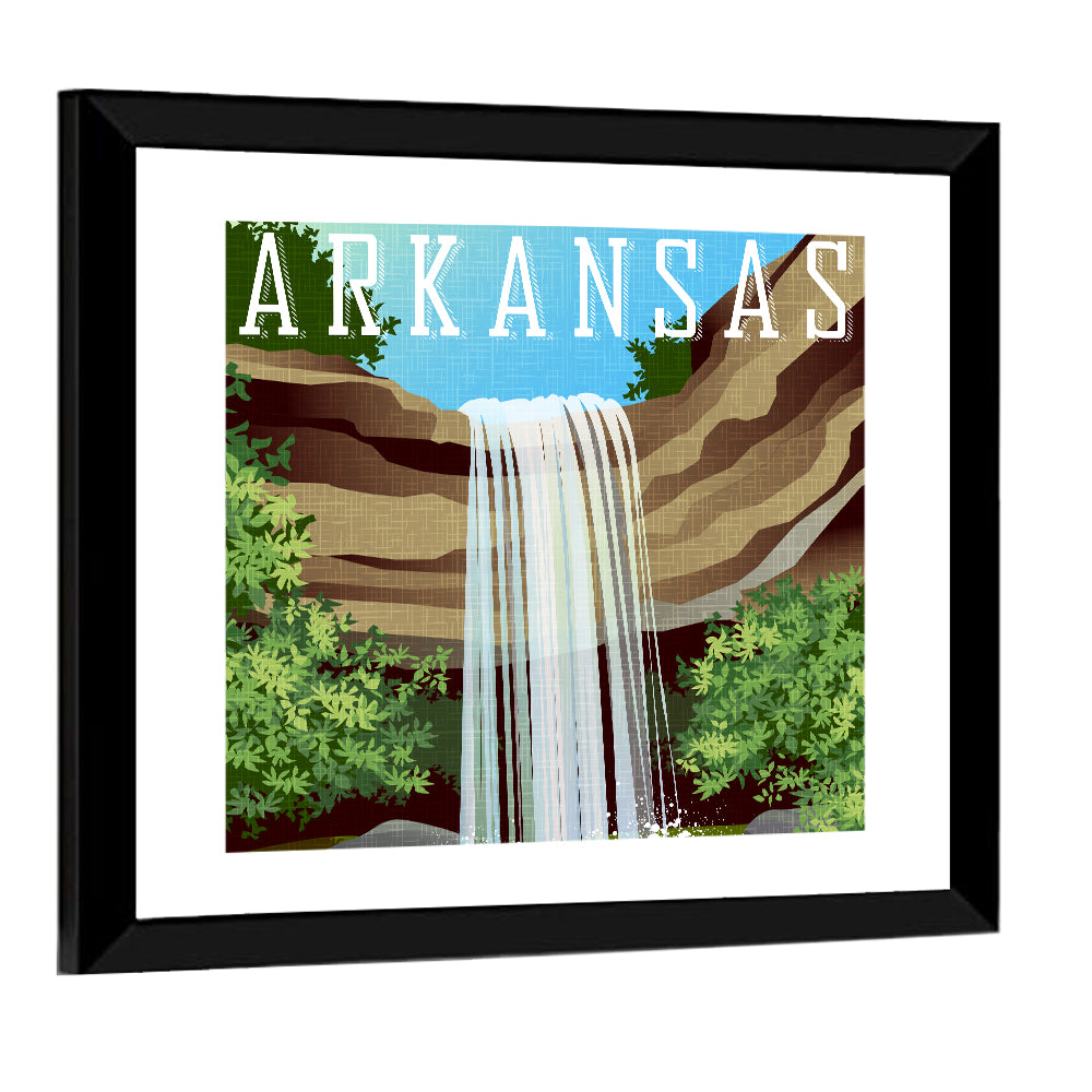 Arkansas Cliff Waterfall Illustration Wall Art