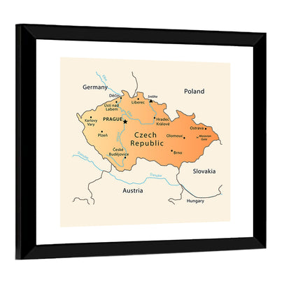 Czech Republic Topographic Map Wall Art